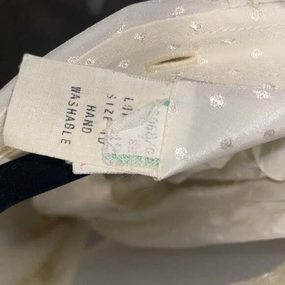 Vintage Delani II Sakowitz Ivory Polka Dot Prairie Dress with Belt - Picture 8 of 9